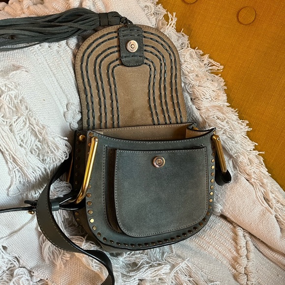 Chloe Hudson Bag Mini Blue Suede Tassel Boho Bohemian Designer Bag - Picture 10 of 15